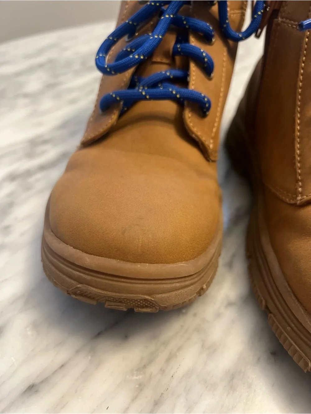 Nordstrom Kids Brown Ankle Boots with Blue Laces